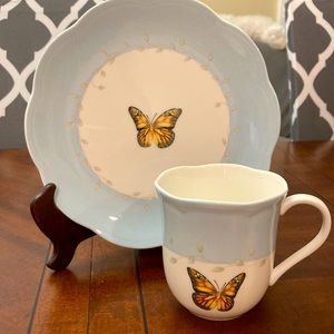 Vintage Lenox Butterfly Meadow mug and plate